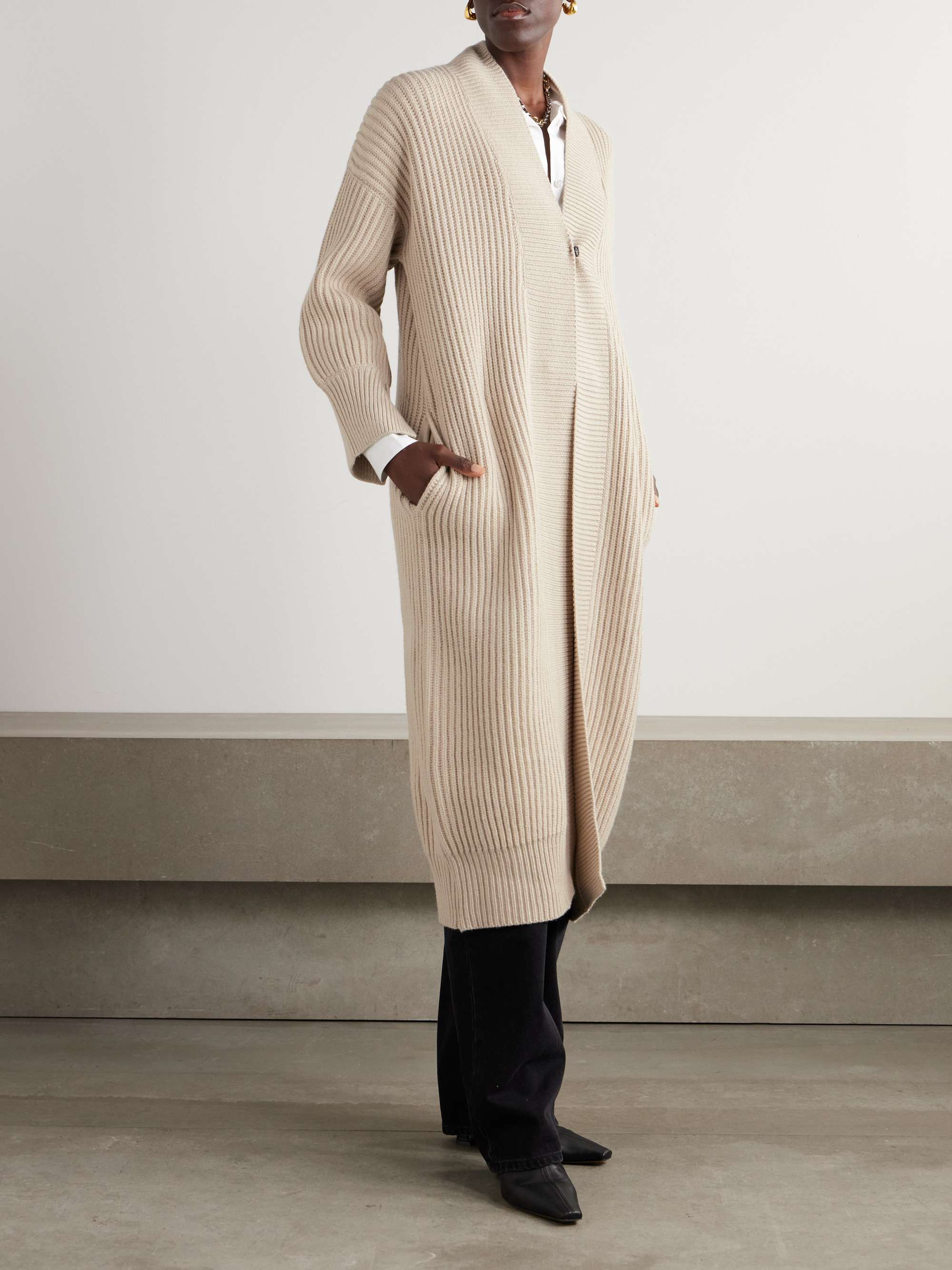 BRUNELLO CUCINELLI Ribbed wool, cashmere and silk-blend cardigan