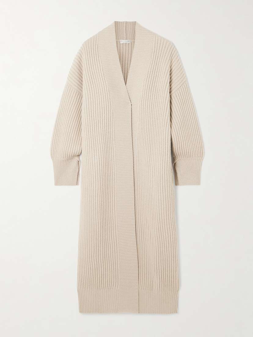 Brunello Cucinelli Ribbed Wool, Cashmere And Silk-blend Cardigan