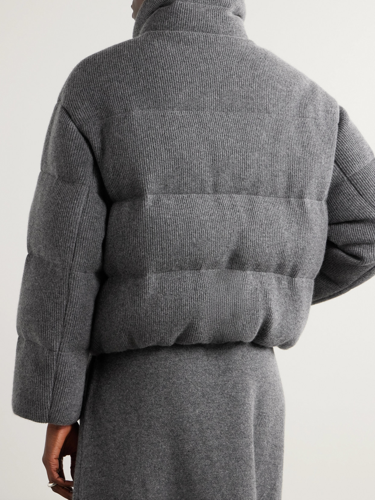 Brunello Cucinelli Padded Ribbed-cashmere Jacket In Gray