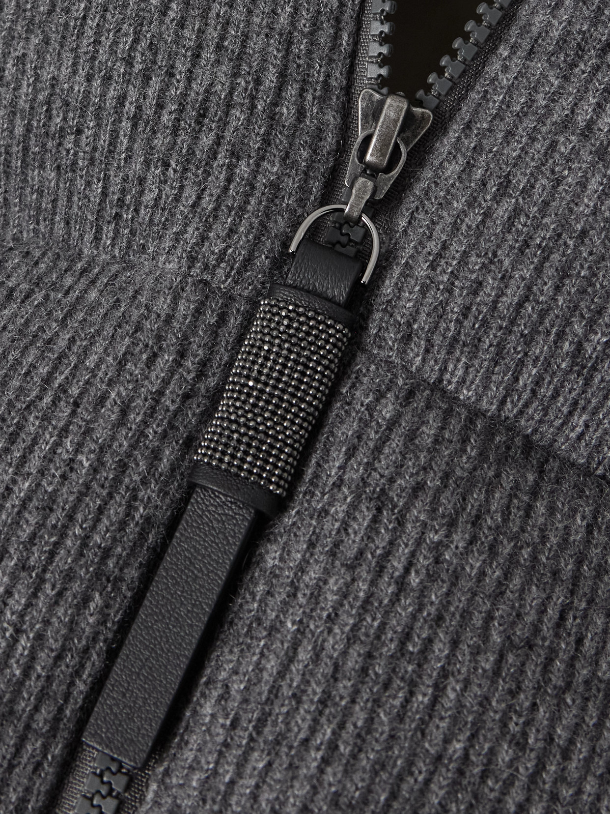 Brunello Cucinelli Padded Ribbed-cashmere Jacket In Gray