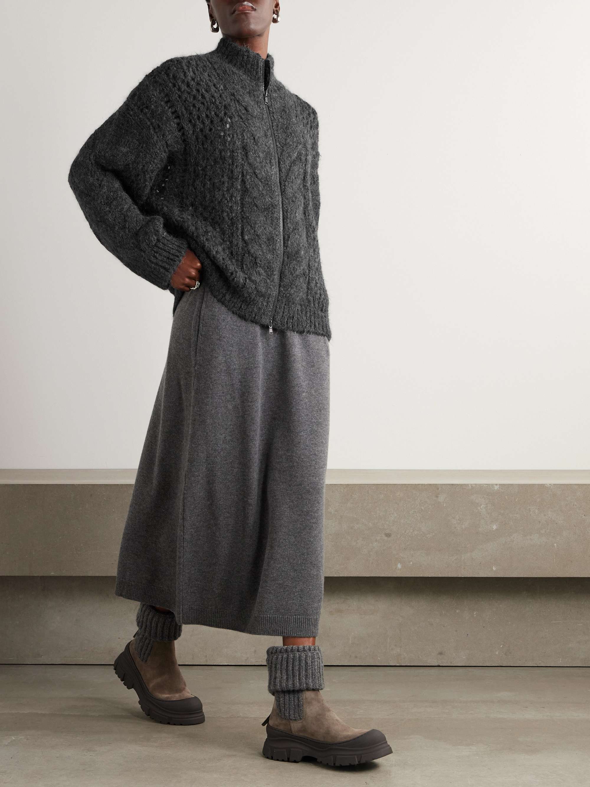 BRUNELLO CUCINELLI Open and cable-knit alpaca-blend cardigan