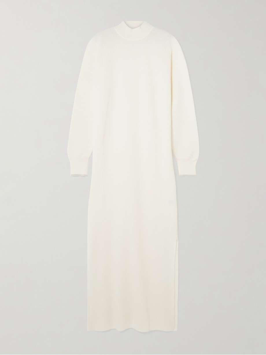 ribbed alpaca and cotton-blend midi dress