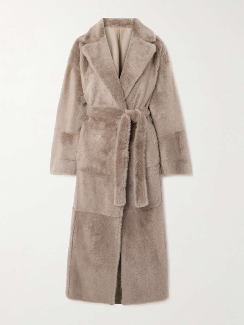 Brunello Cucinelli Belted Shearling Coat