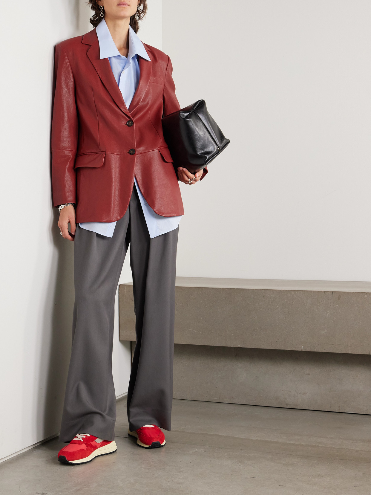 Brunello Cucinelli Natural Leather Blazer With Monili In Red