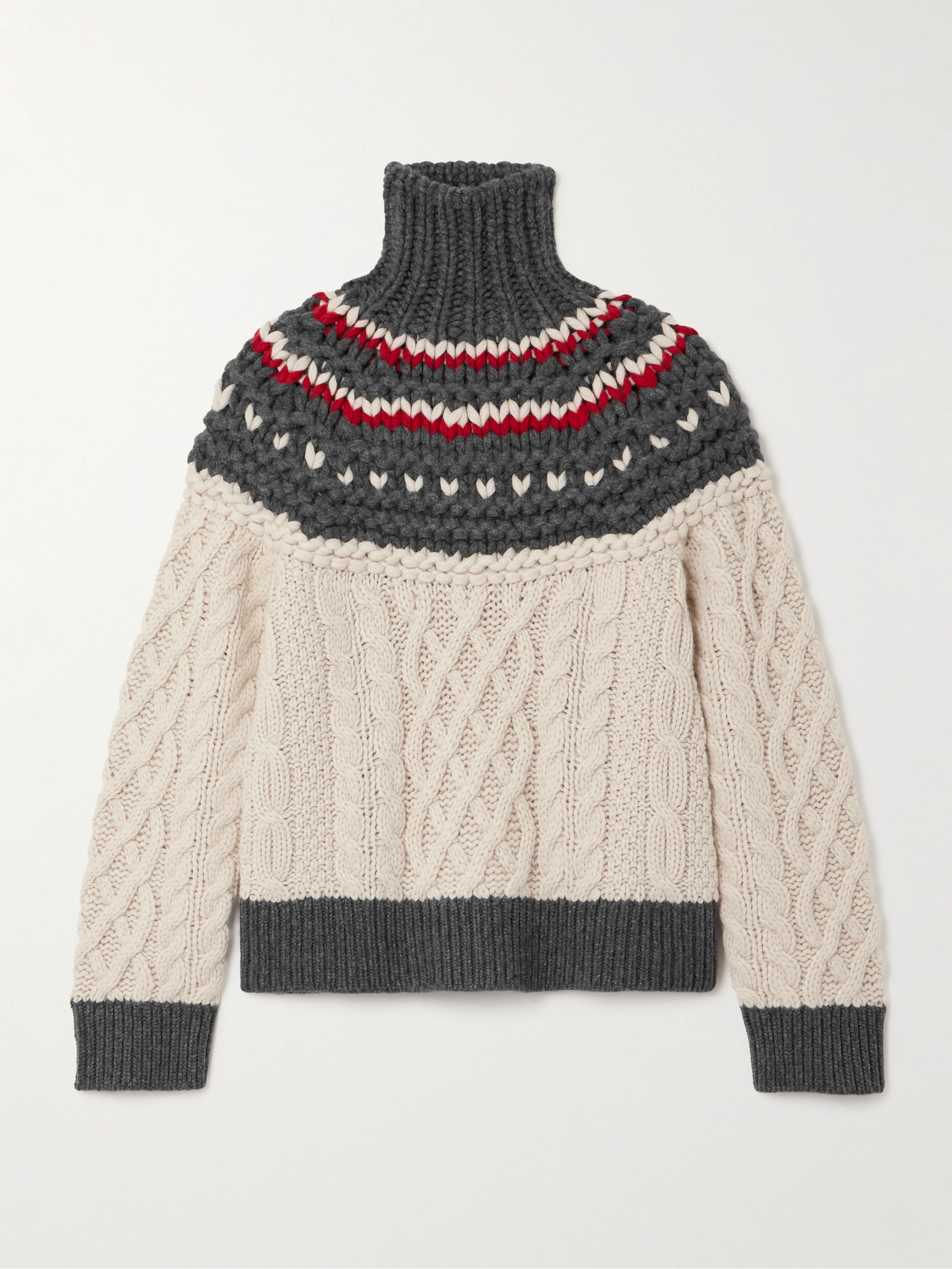 Brunello Cucinelli Cable-knit Cashmere Turtleneck Sweater In Neutrals