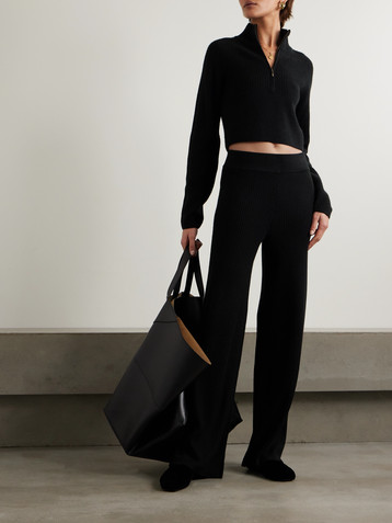 Le Kasha Banvir ribbed organic cashmere wide-leg pants