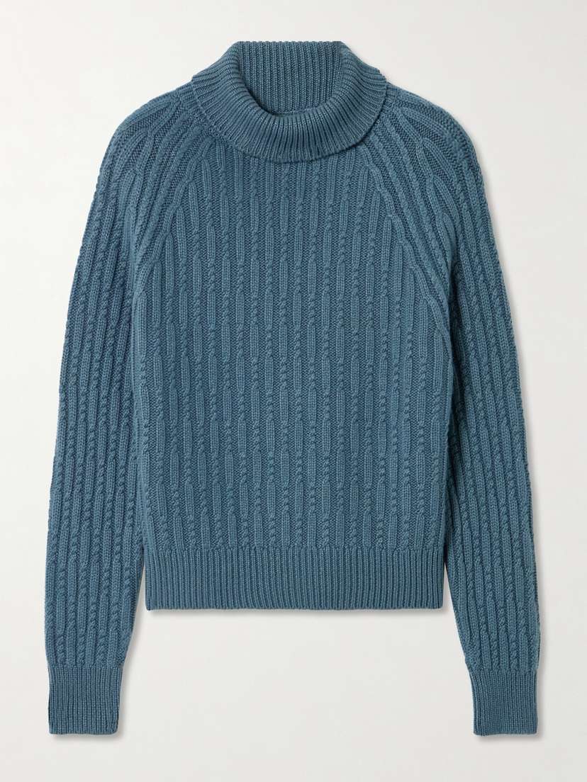 Purdey Annabel Cable-knit Cashmere Turtleneck Sweater