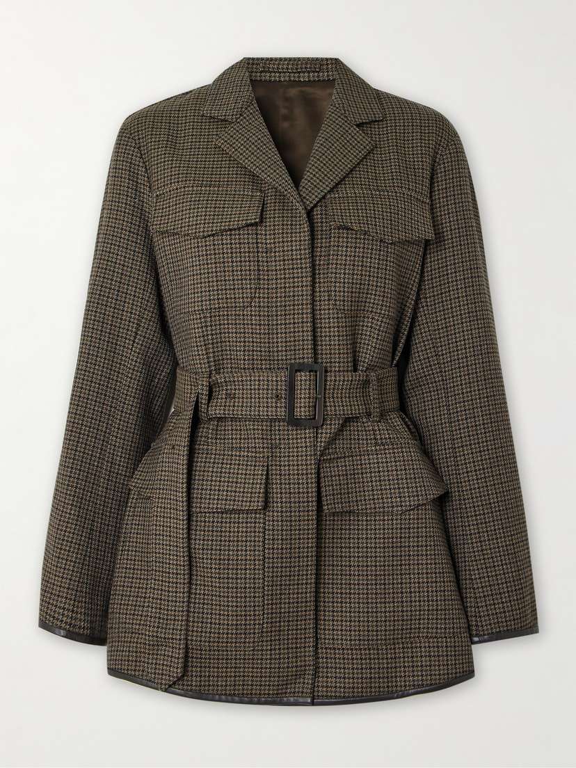 Purdey Melbury Belted Houndstooth Wool Jacket