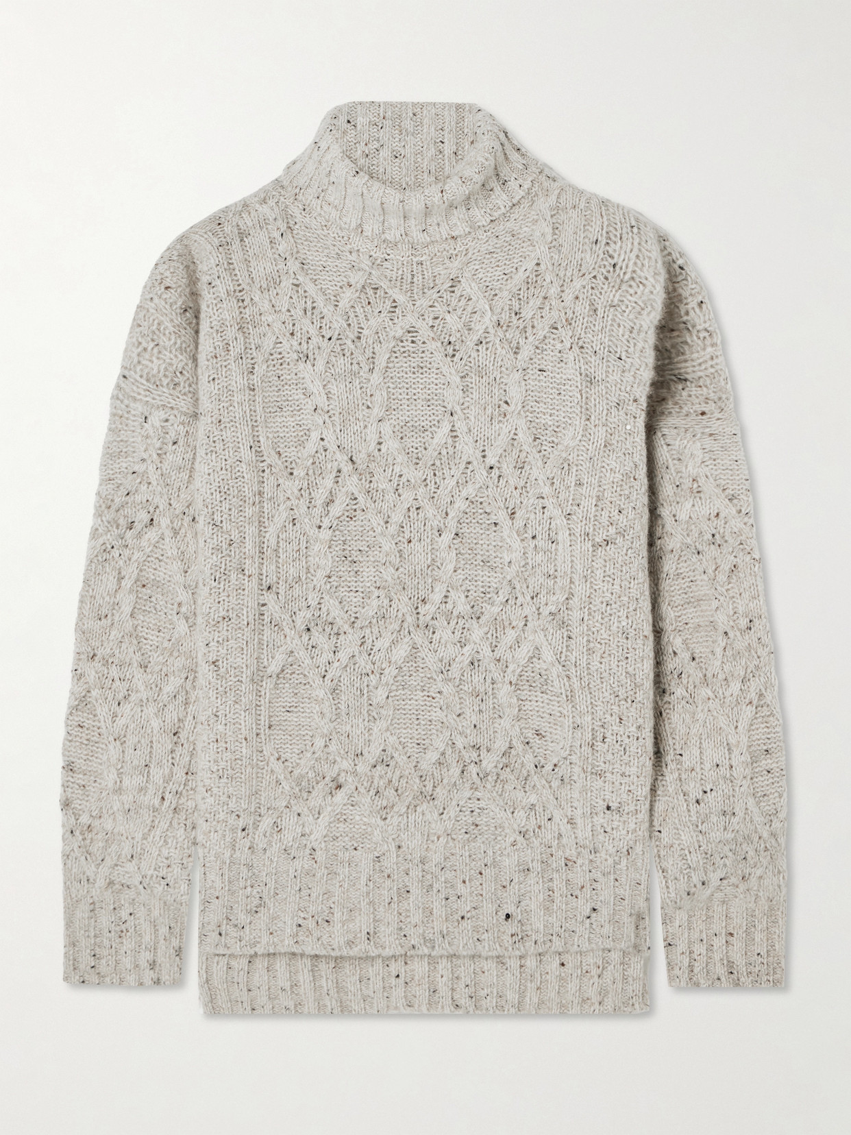 Purdey Cable-knit Wool And Cashmere-blend Turtleneck Jumper In Ivory