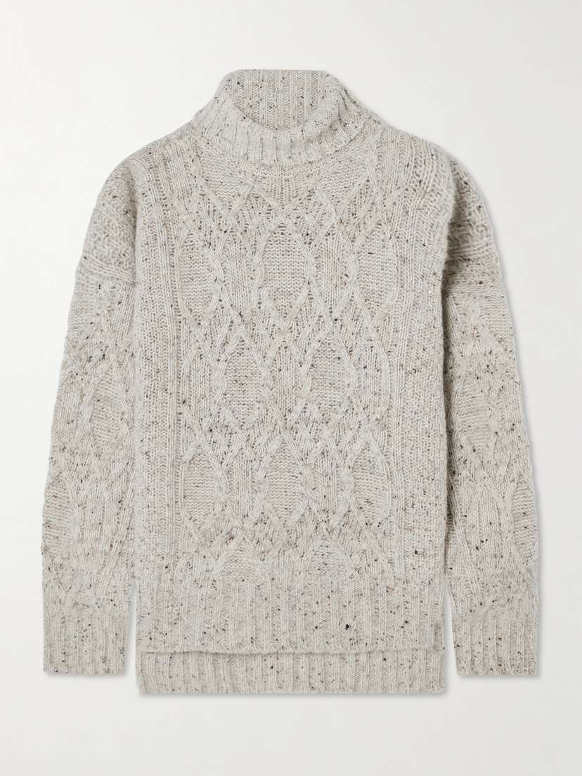 Purdey Cable-knit Wool And Cashmere-blend Turtleneck Sweater