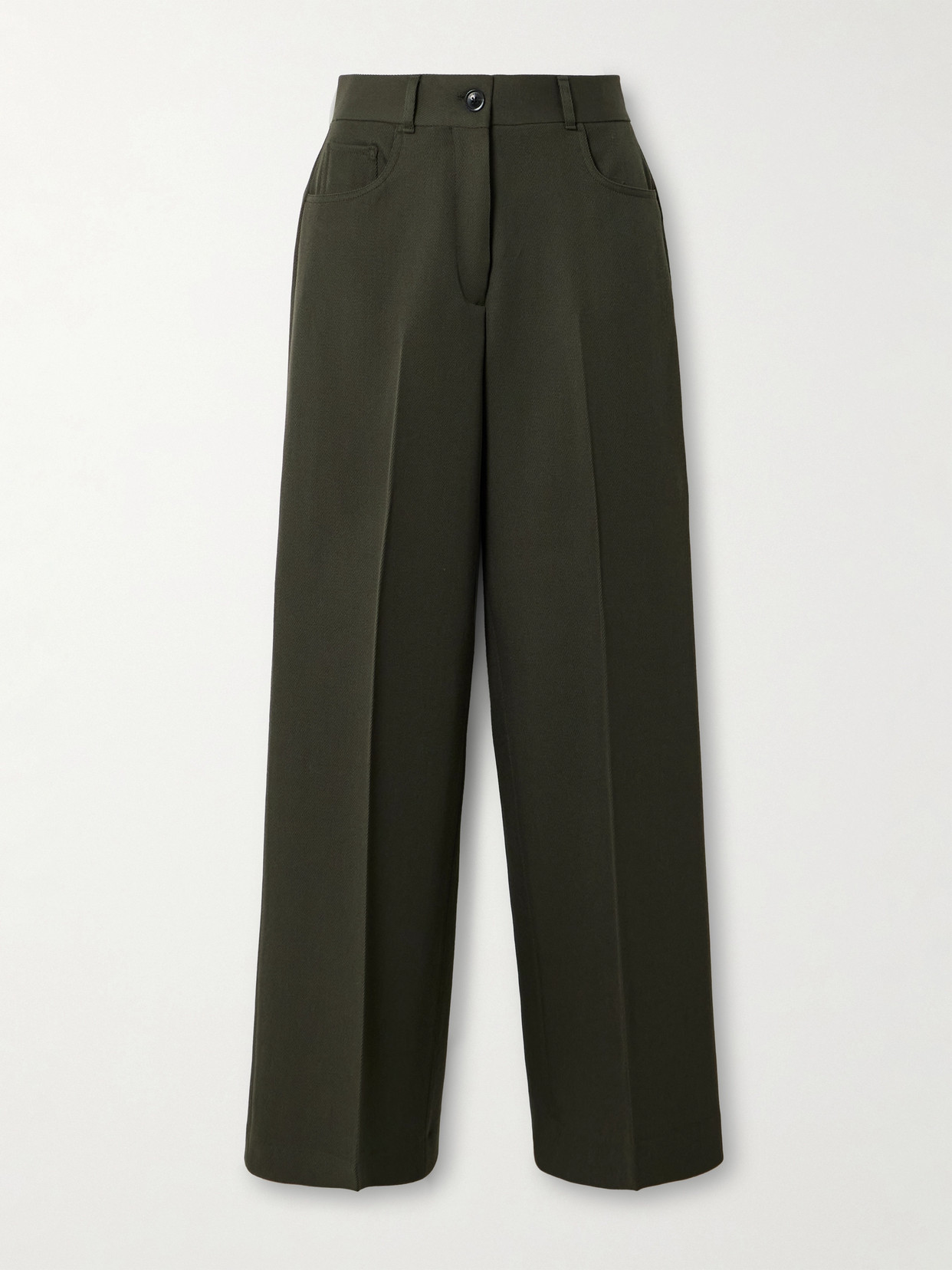 Purdey Seymour Pleated Wool-twill Wide-leg Trousers In Green