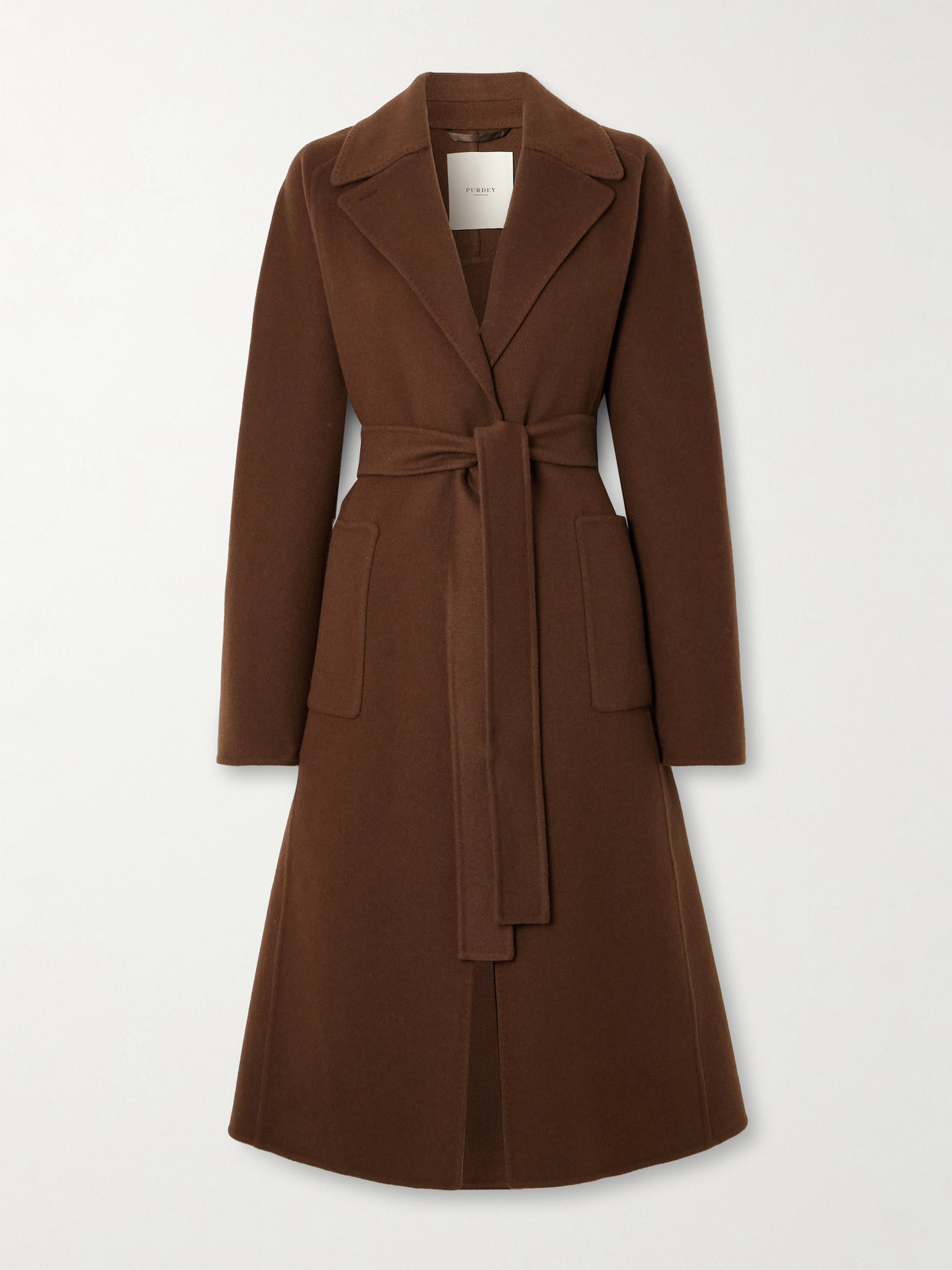 Purdey Portman Belted Wool And Cashmere-blend Coat In Brown