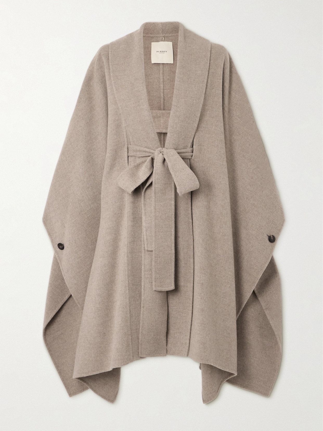 Purdey Carrington Belted Wool And Cashmere-blend Cape In Grey
