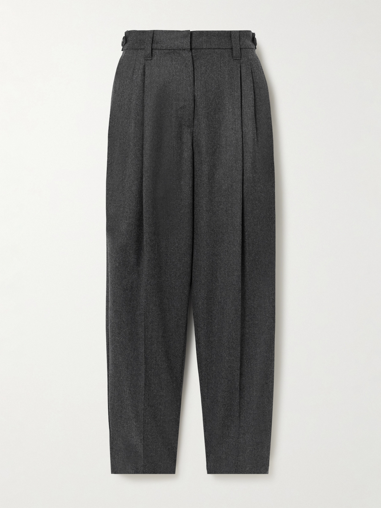Brunello Cucinelli - Pleated Wool Tapered Pants - Gray