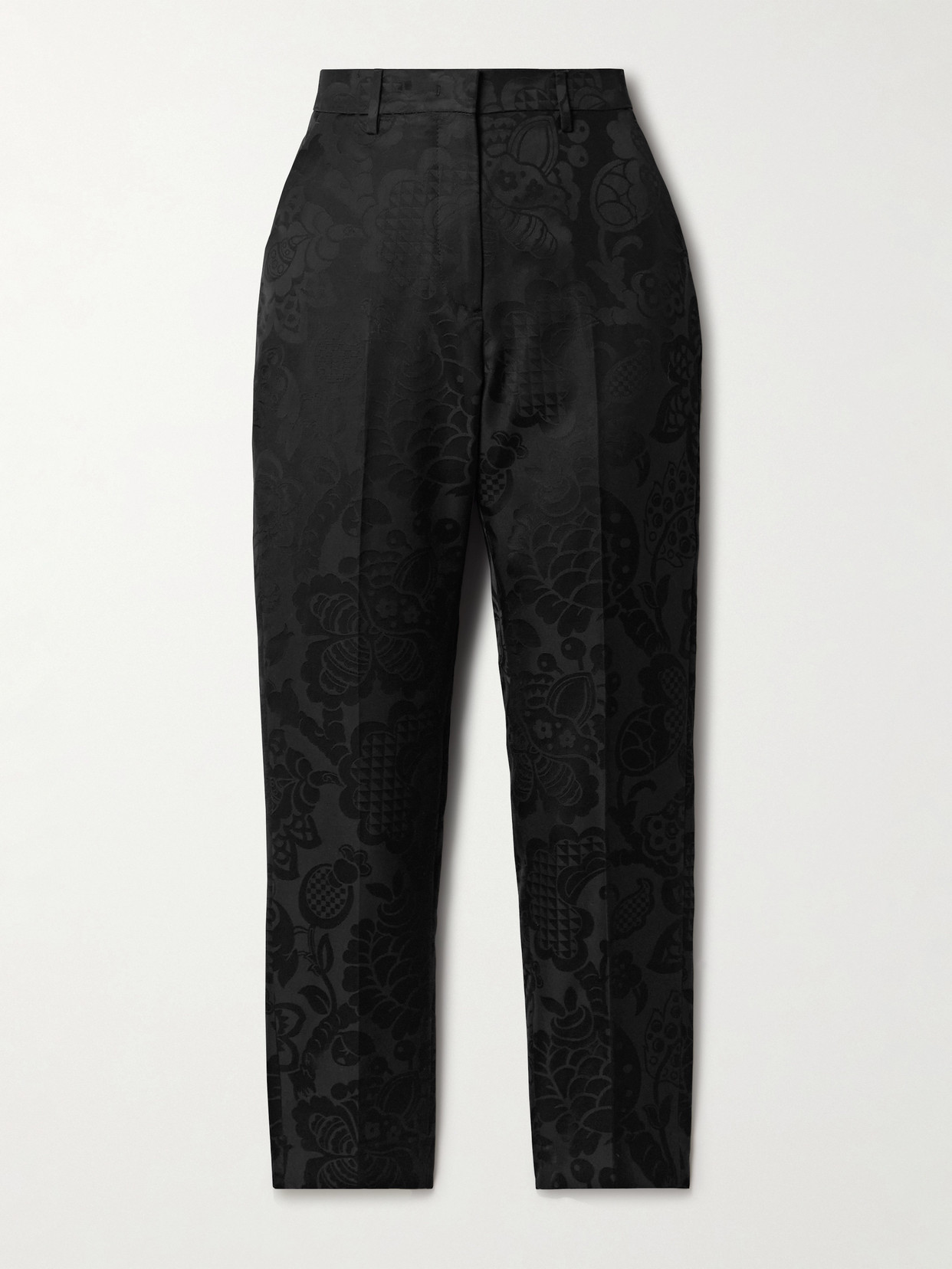 Etro Cotton-blend Jacquard Tapered Pants In Black