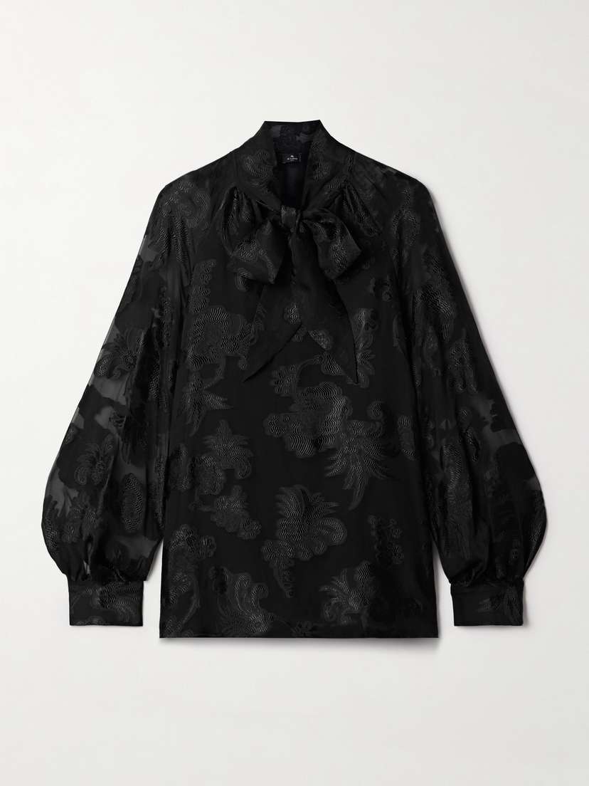 Etro Tie-detailed Chiffon-jacquard Blouse