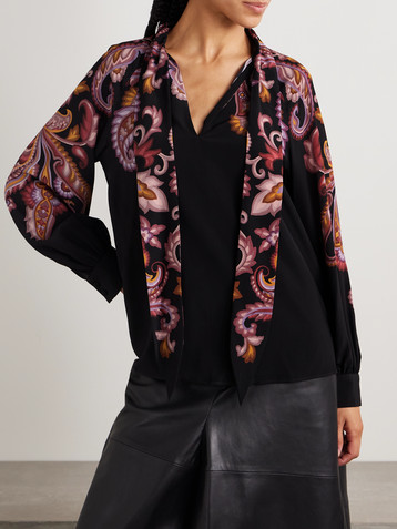Etro Pussy-bow paisley-print silk blouse