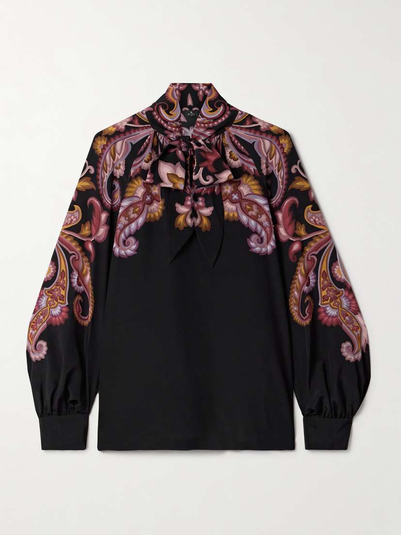 Etro Pussy-bow Paisley-print Silk Blouse