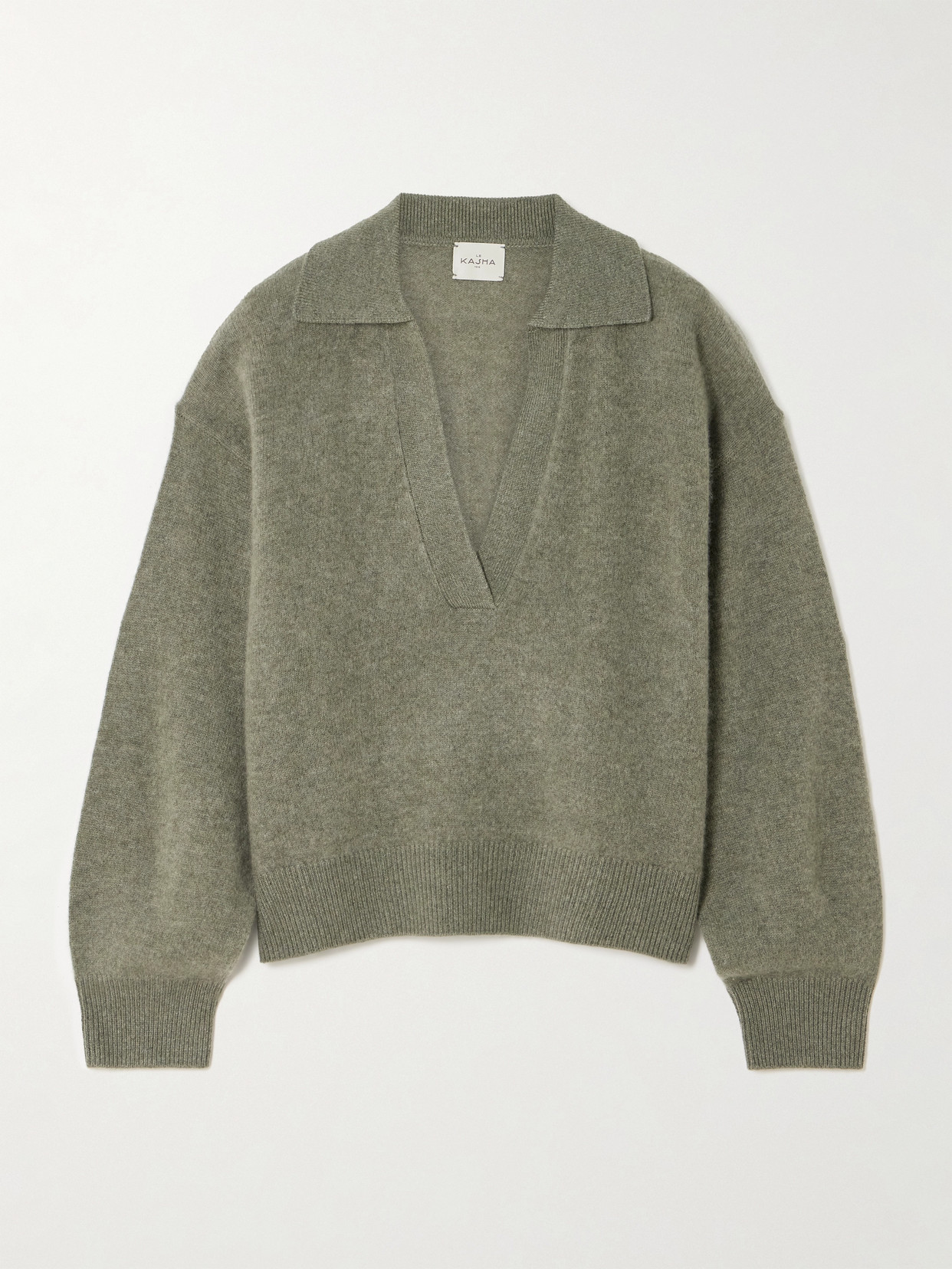 Le Kasha Jacksob Brushed Organic Cashmere Sweater In Green