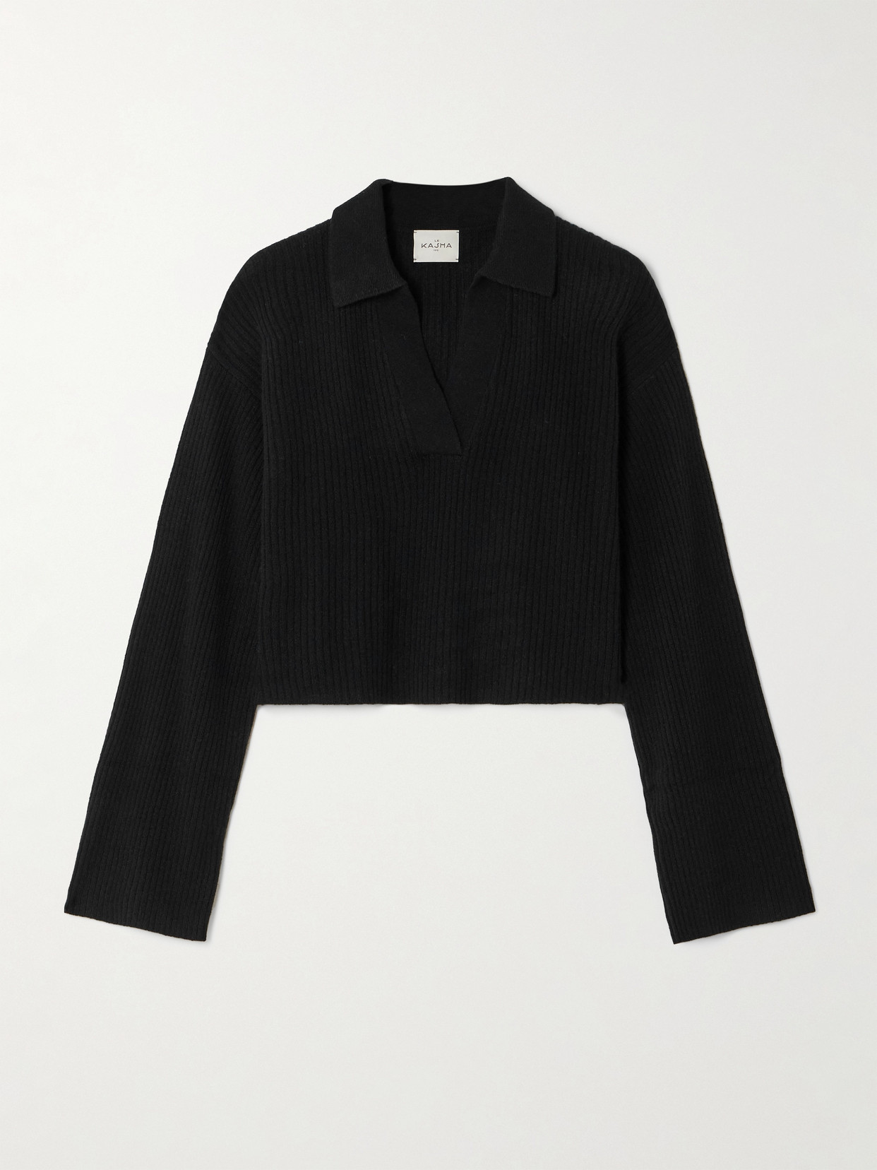 LE KASHA GANTA CROPPED RIBBED ORGANIC CASHMERE POLO SWEATER
