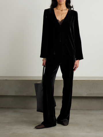 Le Kasha San Polo velvet wide-leg pants