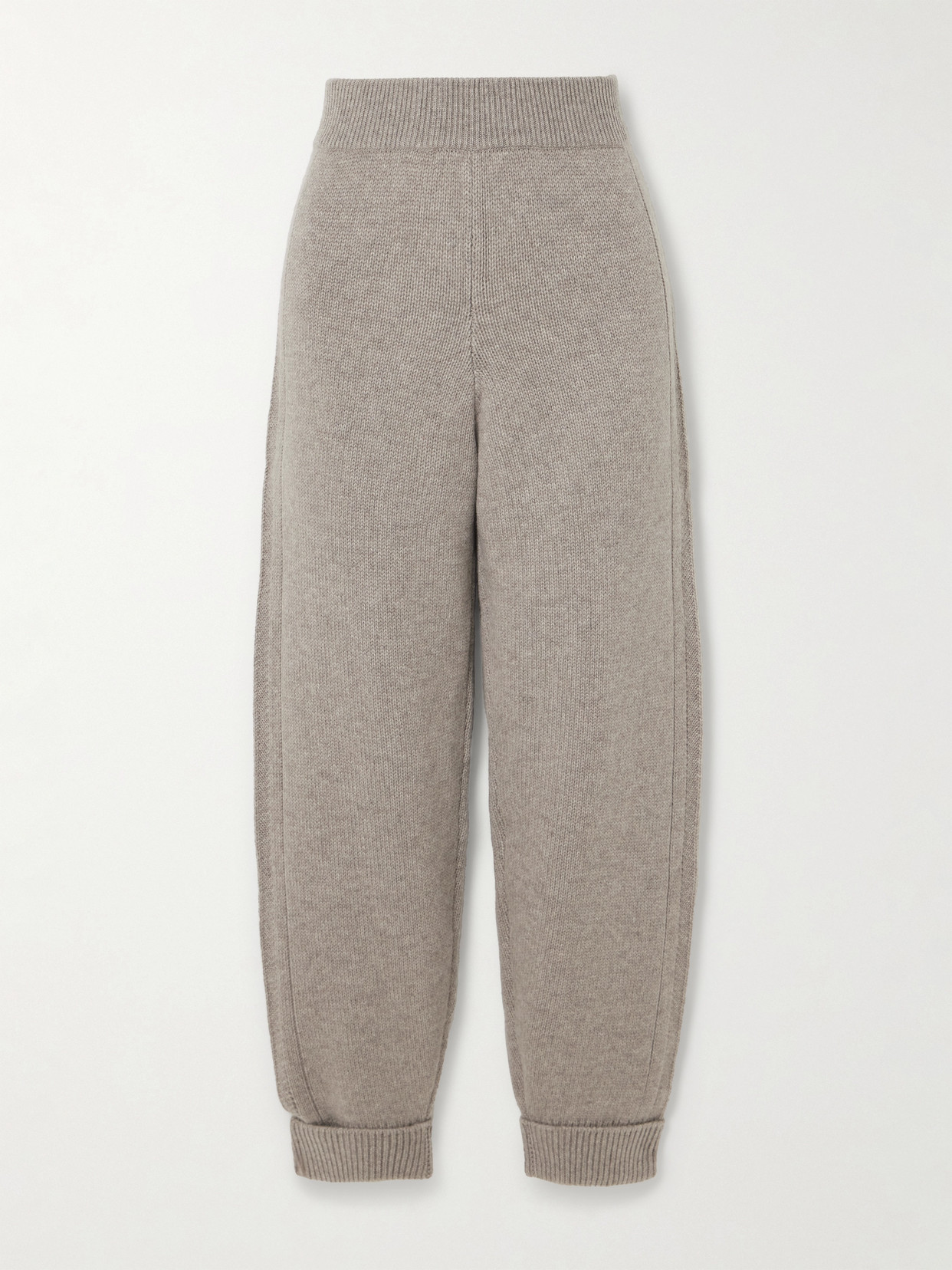 Le Kasha Pattaya Pointelle-knit Organic Cashmere Tapered Trousers In Brown