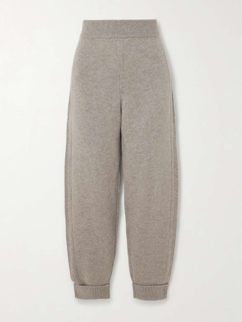 Le Kasha Pattaya Pointelle-knit Organic Cashmere Tapered Pants