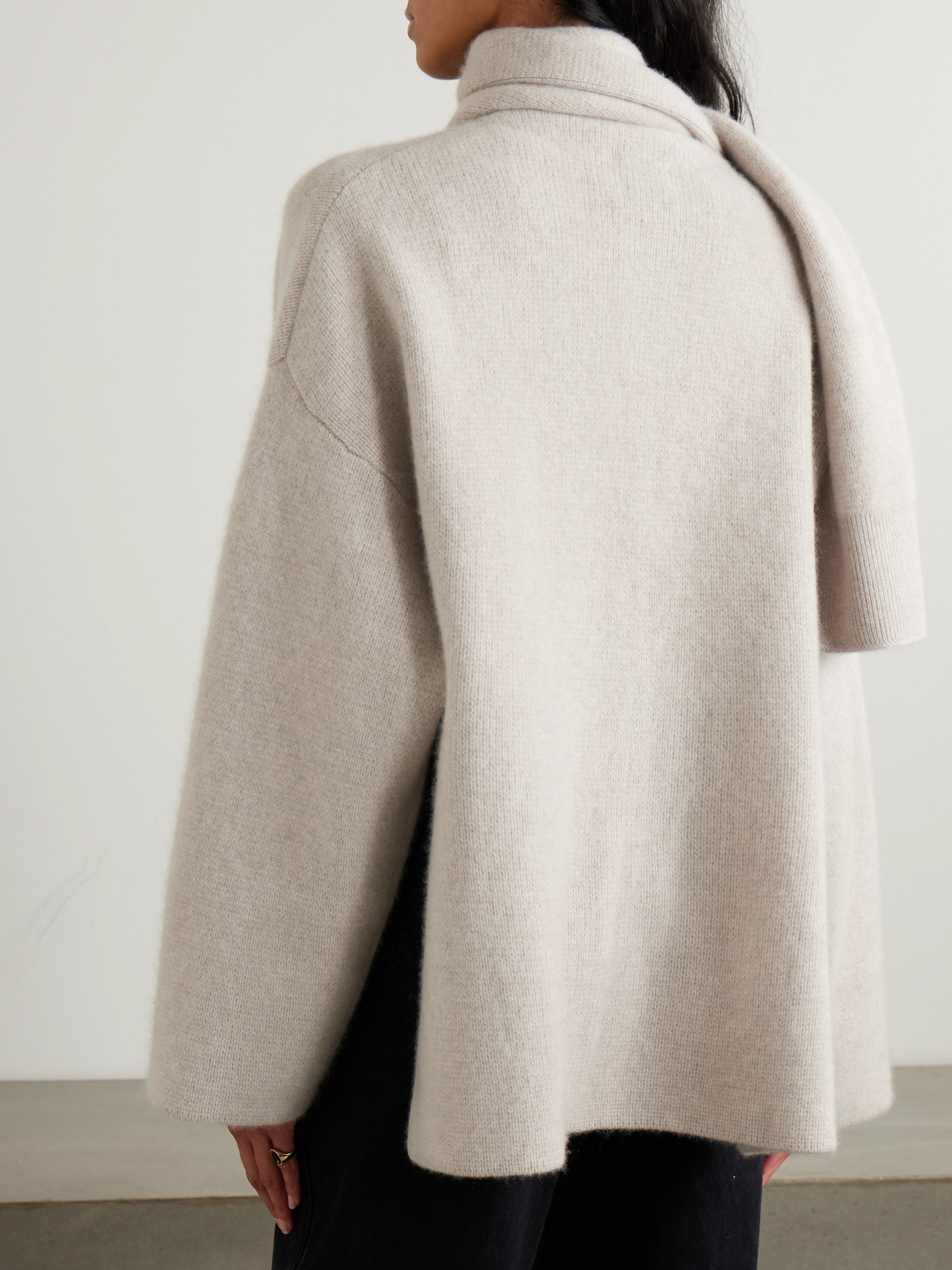 Le Kasha Spain scarf-effect organic cashmere cardigan thumbnail