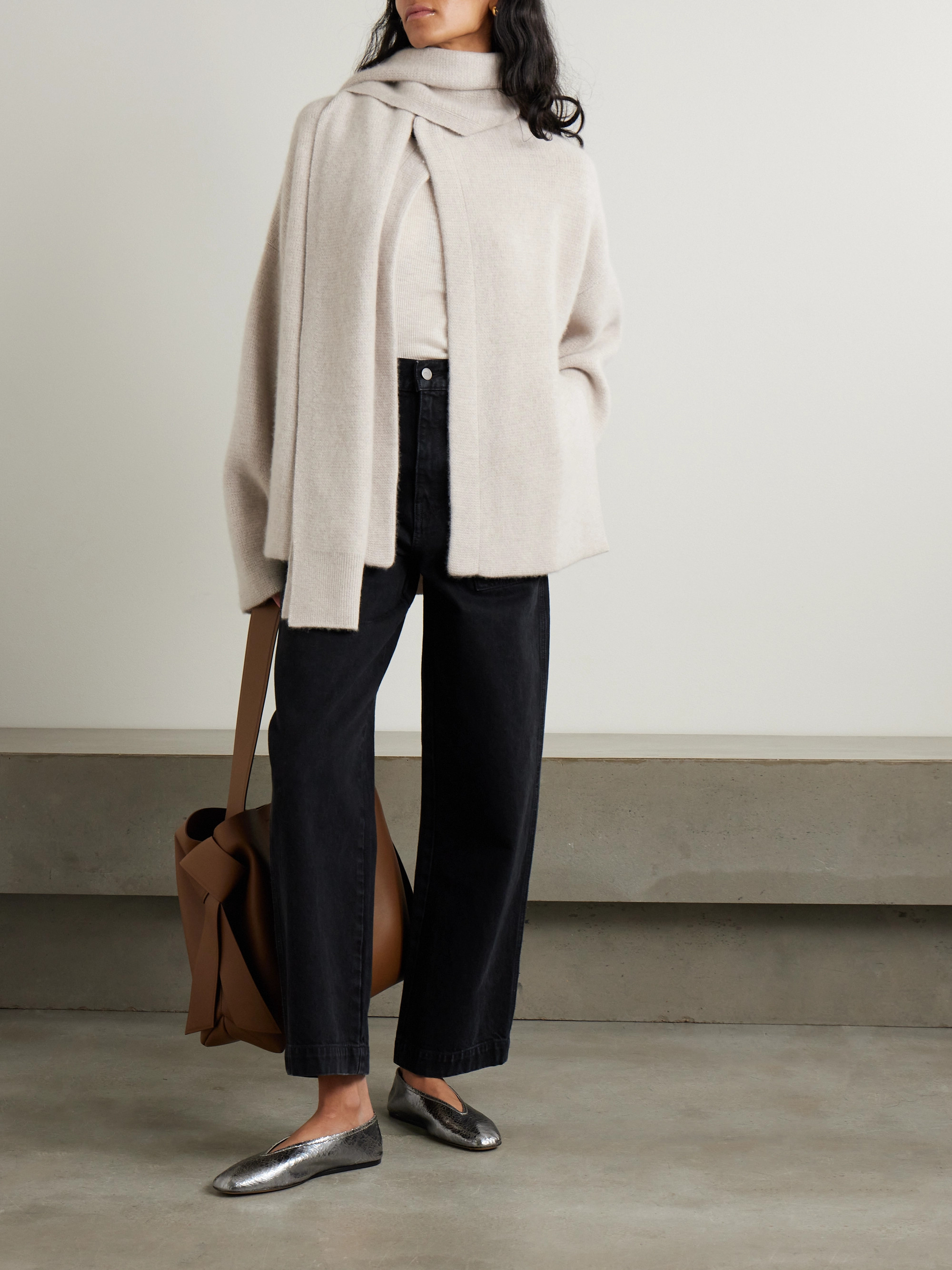 Le Kasha Spain scarf-effect organic cashmere cardigan