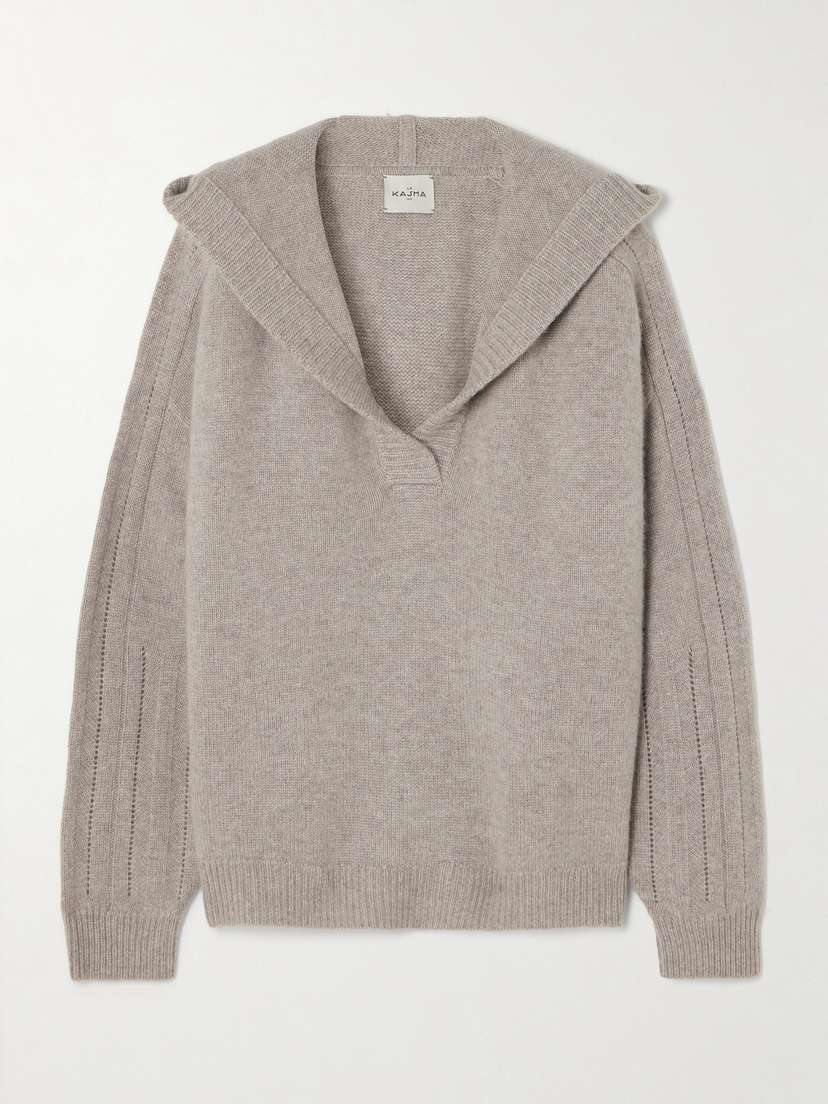 Le Kasha Bihar Pointelle-knit Organic Cashmere Hoodie