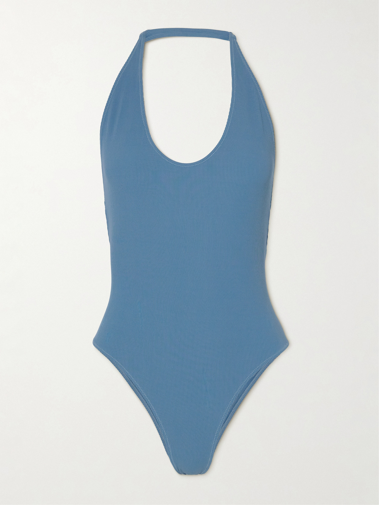 Lido Ventitre Ribbed Halterneck Swimsuit In Blue