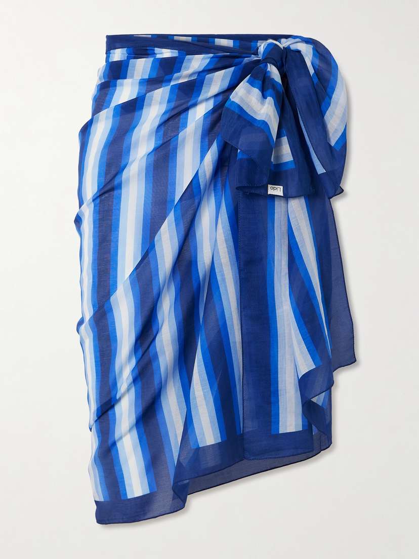 Lido Striped Cotton And Silk-blend Voile Pareo