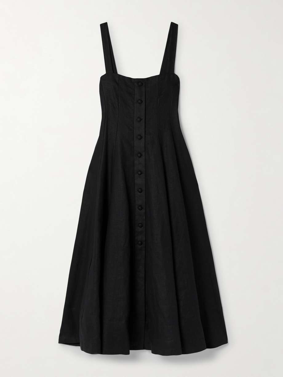 corbiere pleated linen midi dress