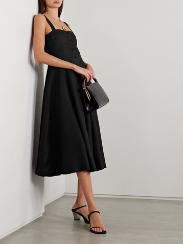 Faithfull Corbiere pleated linen midi dress