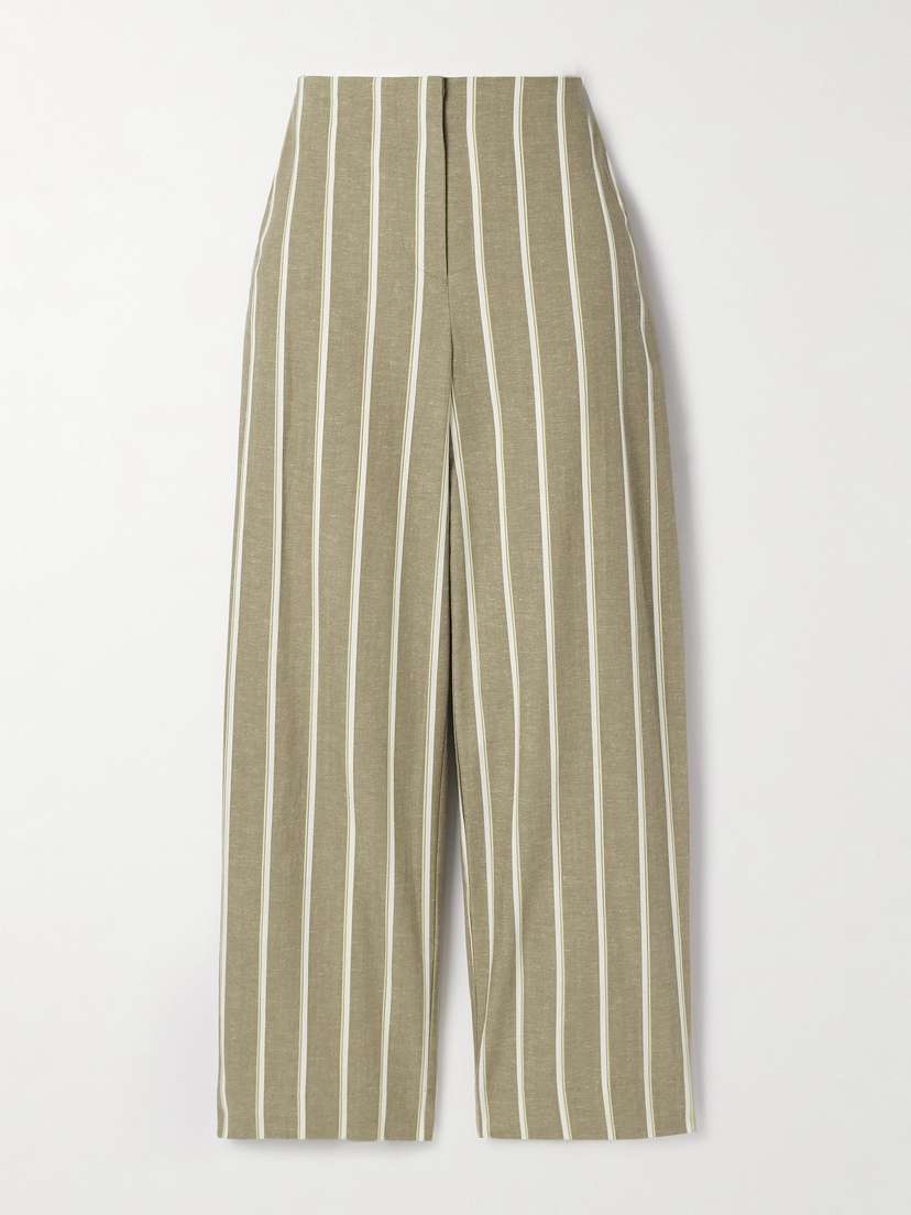 Faithfull Maeve Striped Cotton And Linen-blend Wide-leg Pants