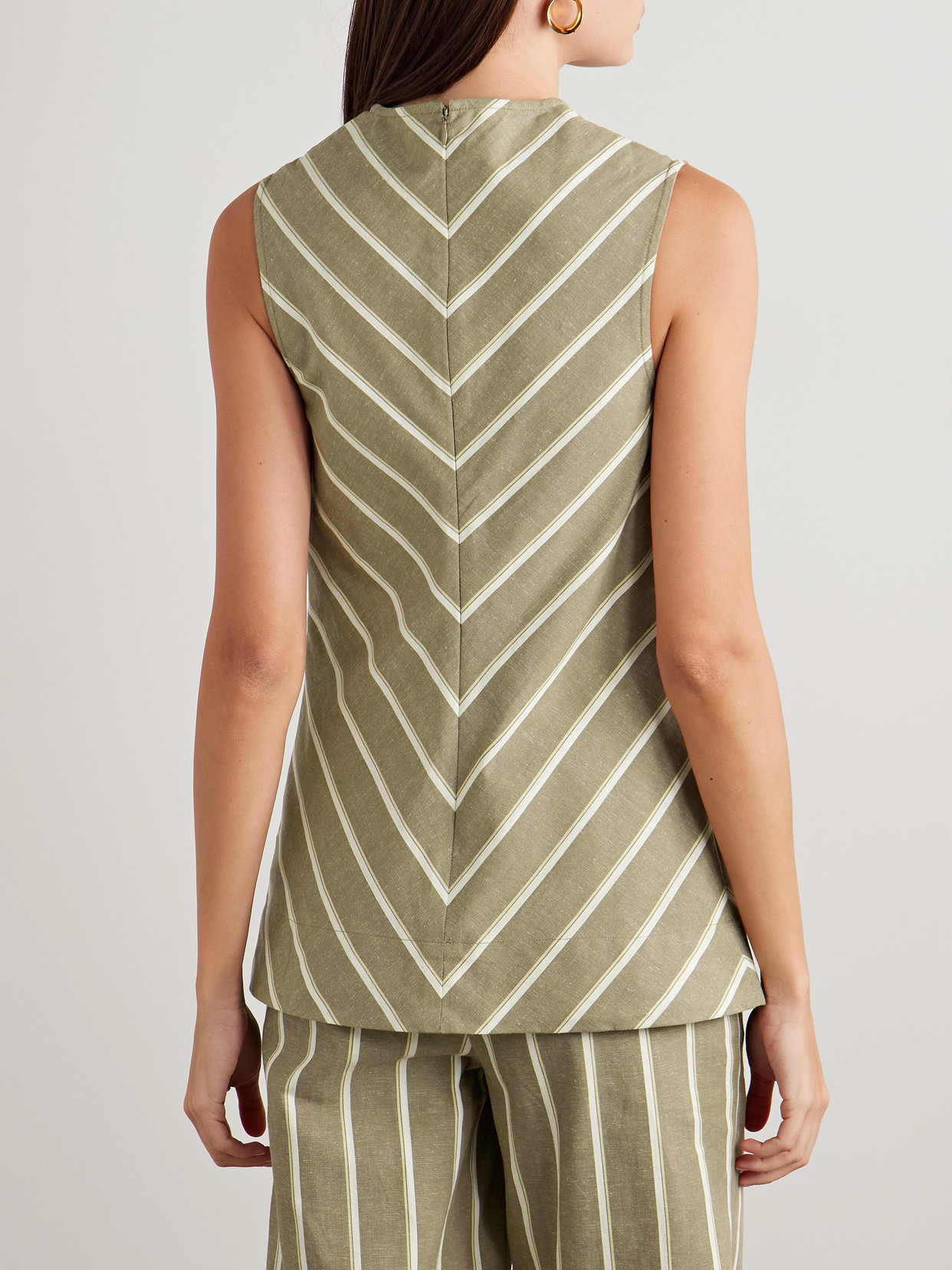 Marteret Striped Cotton And Linen-Blend Tank