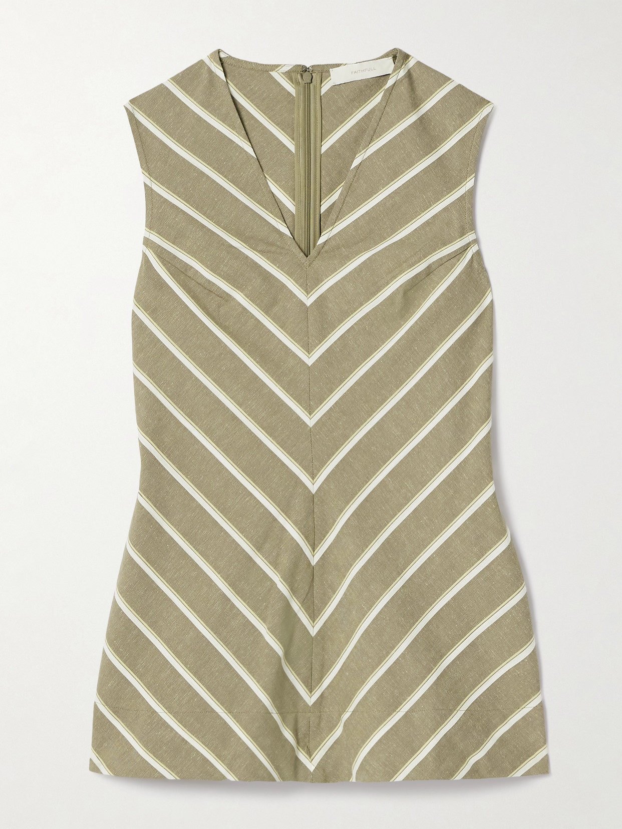 Faithfull Marteret Striped Cotton And Linen-blend Tank In Green