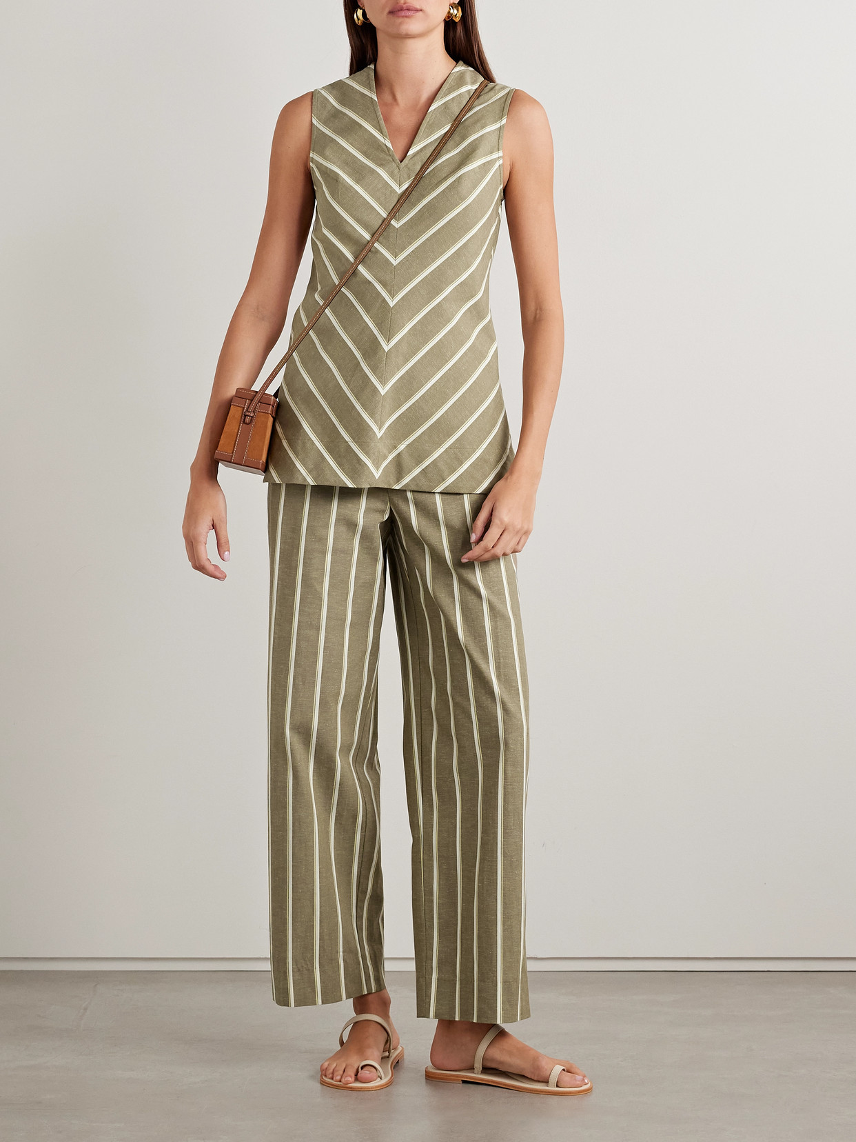 Marteret Striped Cotton And Linen-Blend Tank