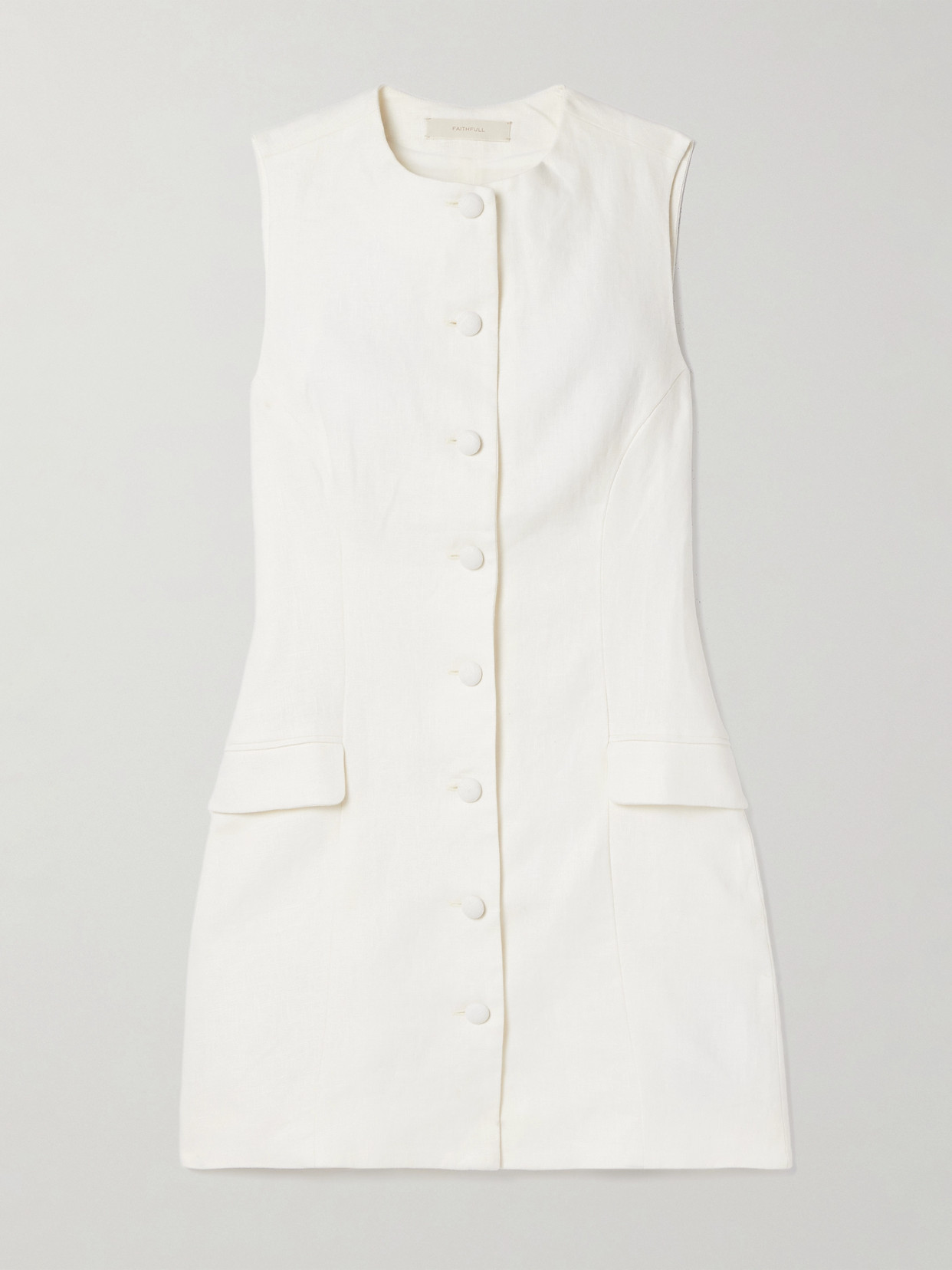 Faithfull Jane Linen Mini Dress In White