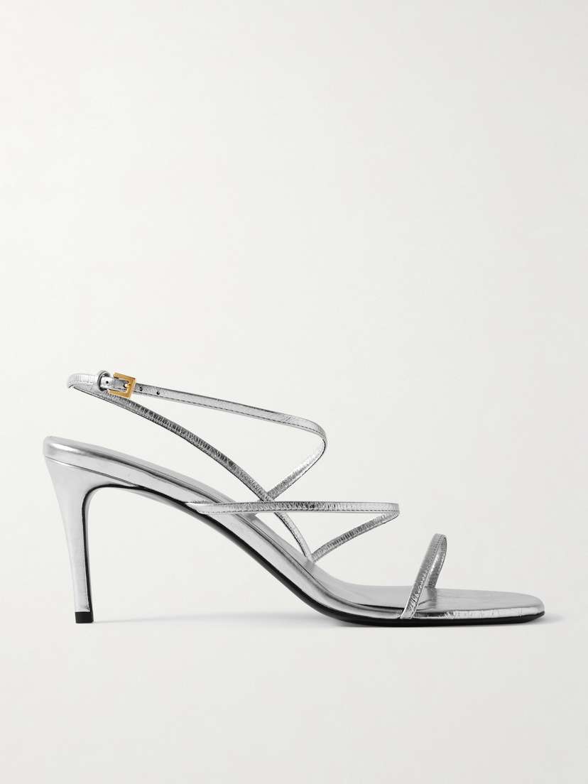 Khaite Loop Metallic Crinkled-leather Sandals