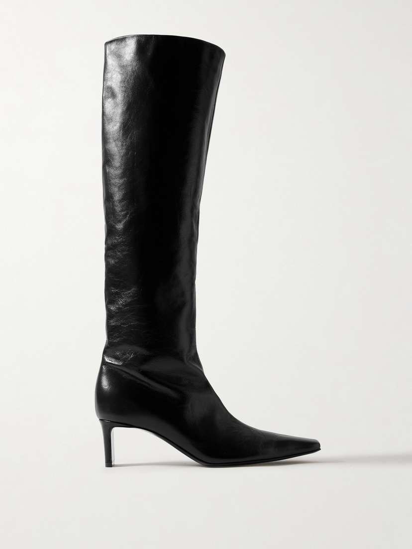 Khaite Ona Crinkled-leather Knee Boots