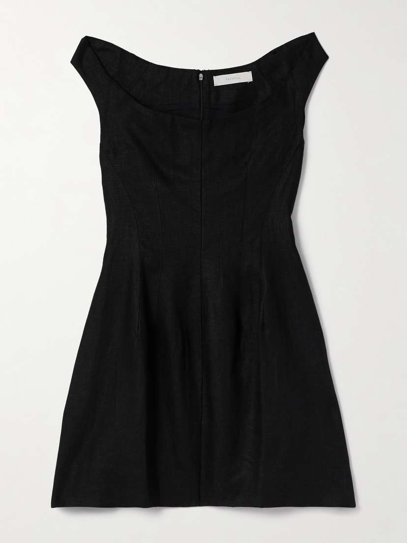 Faithfull Olmeto Off-the-shoulder Linen Mini Dress