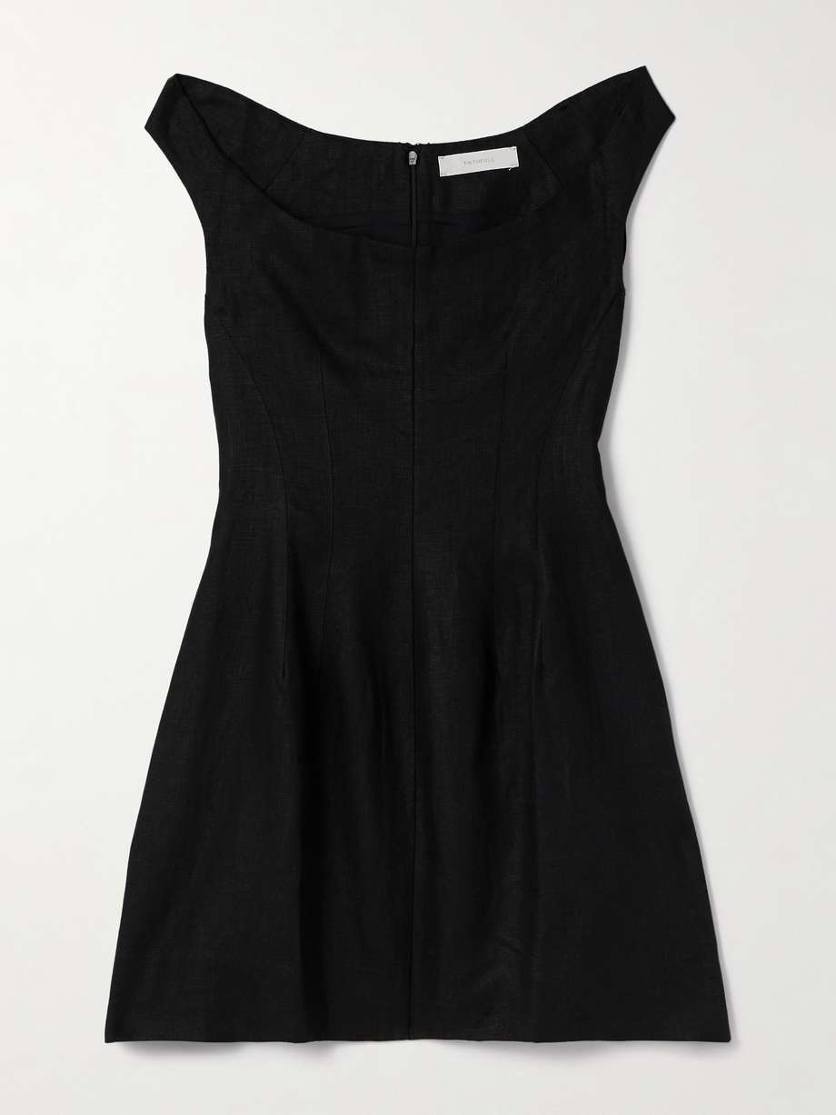 olmeto off-the-shoulder linen mini dress