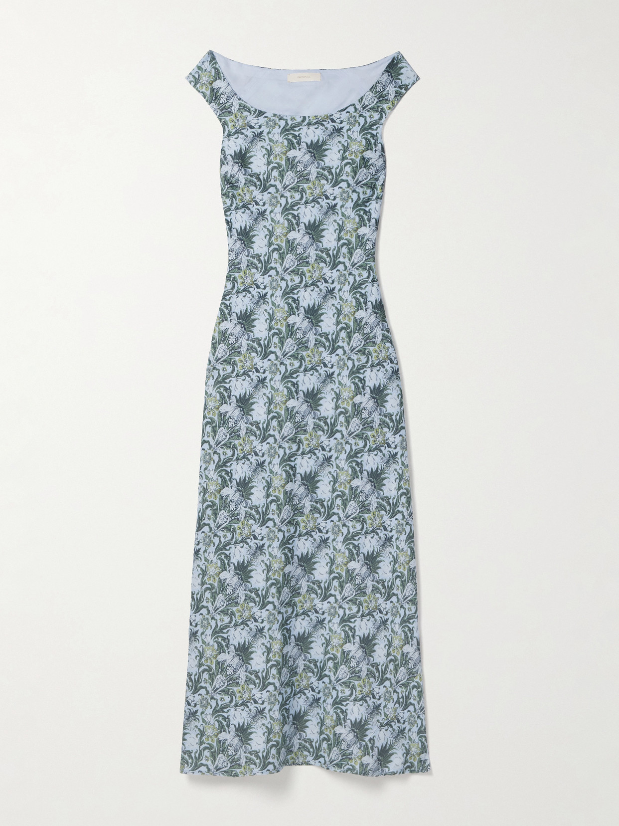 Faithfull Bessin Floral-print Linen Midi Dress In Blue