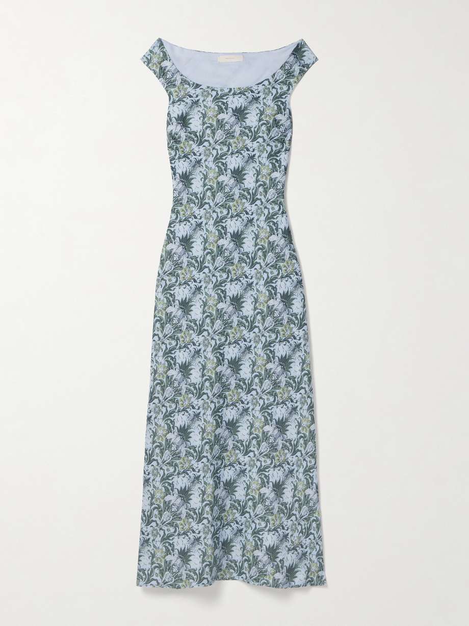 bessin floral-print linen midi dress
