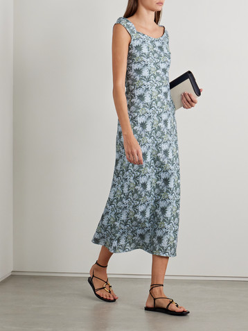 Faithfull Bessin floral-print linen midi dress