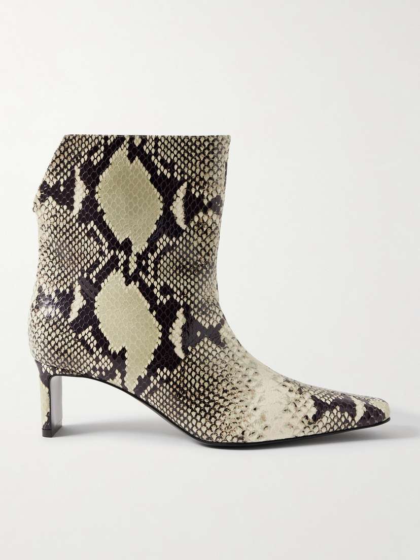 Khaite Ona Snake-effect Leather Ankle Boots