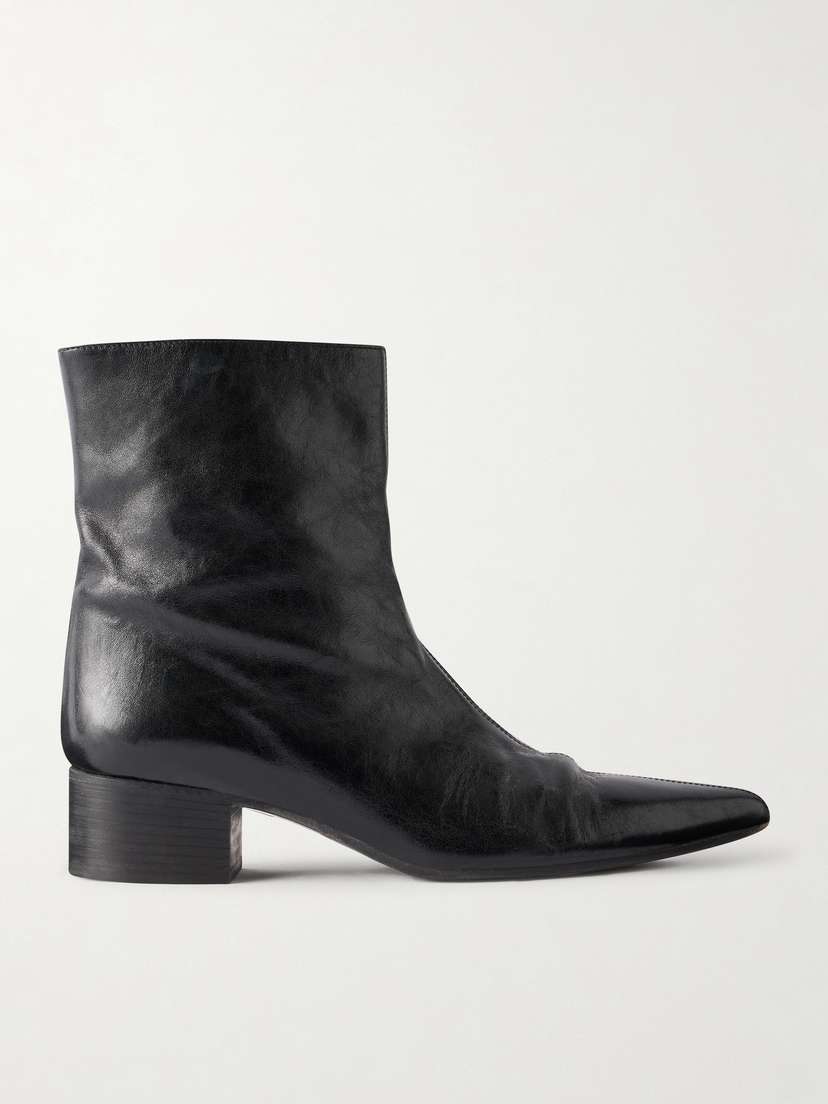 Khaite Andee Crinkled-leather Ankle Boots