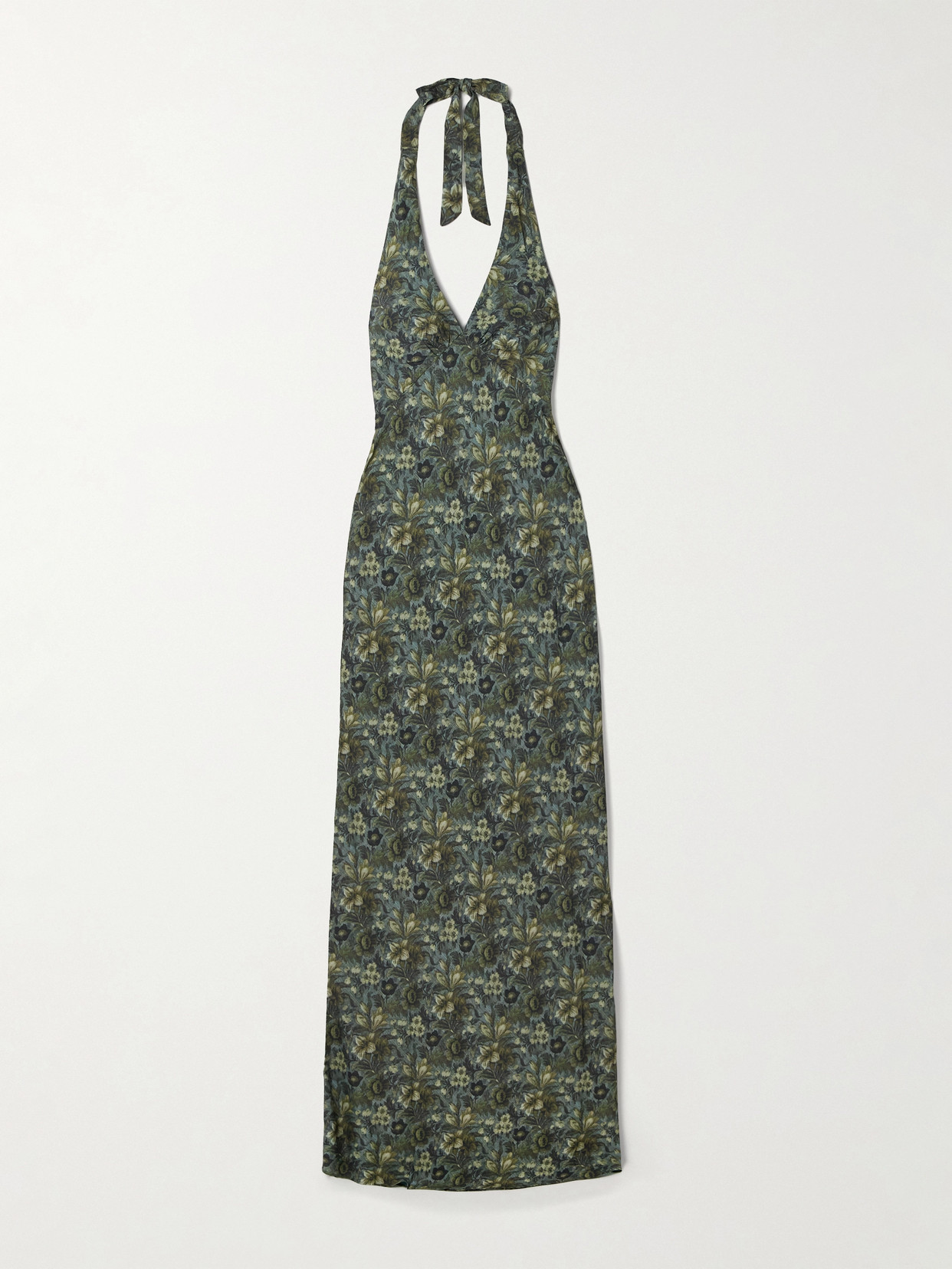 Faithfull Soame Floral-print Woven Halterneck Maxi Dress In Green