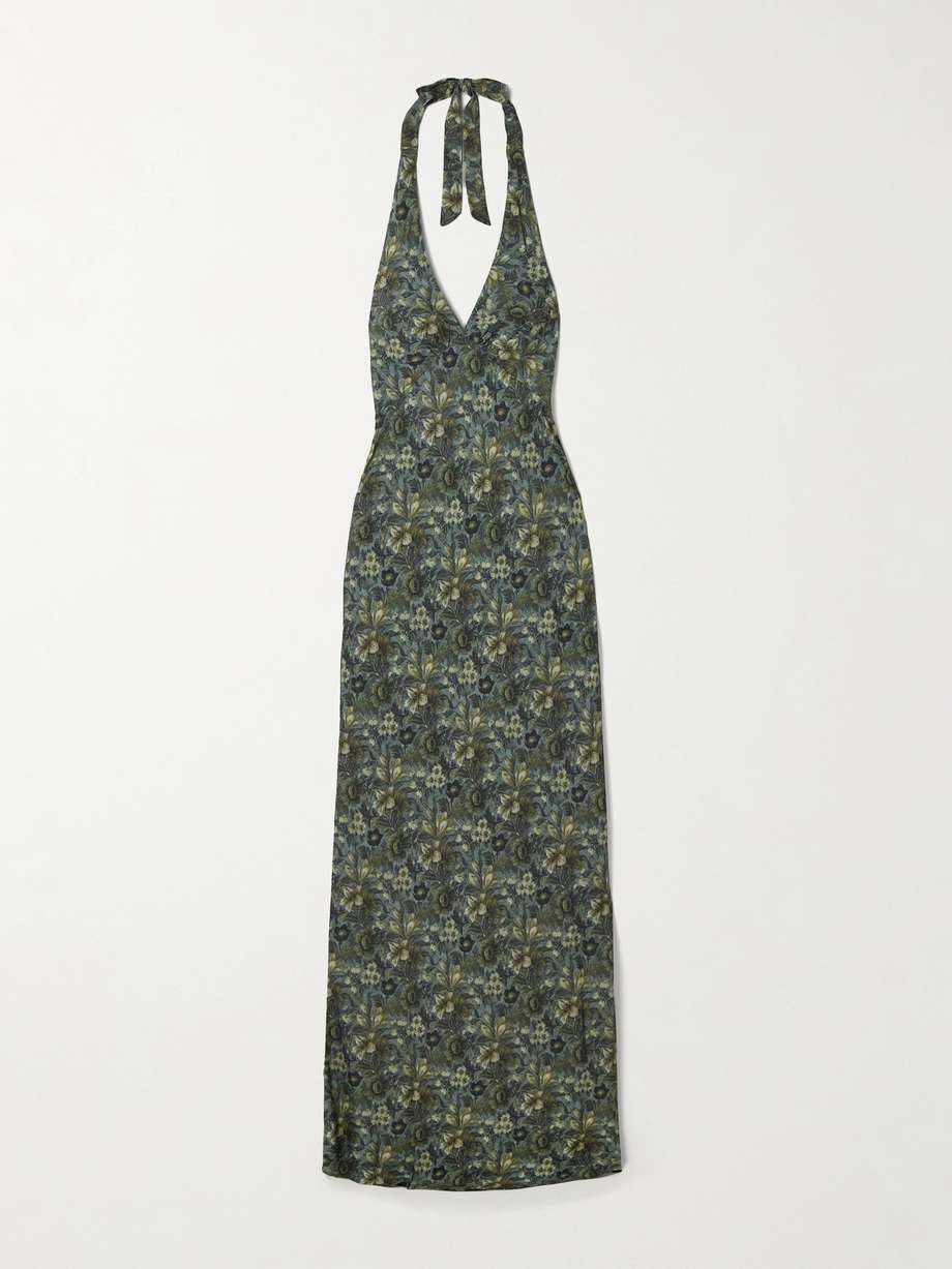 soame floral-print woven halterneck maxi dress